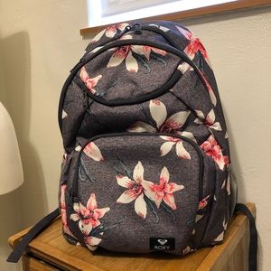 Roxy backpack grey and coral floral